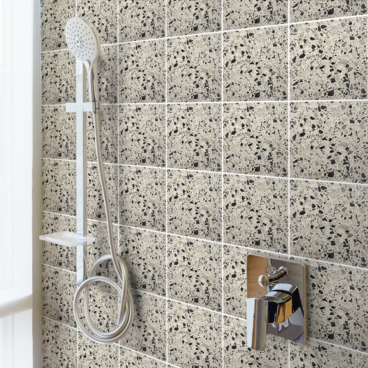 30 vinilos baldosas de cemento terrazzo kiah - adhesivo de pared - revestimiento sticker mural decorativo - 30stickers15x15cm