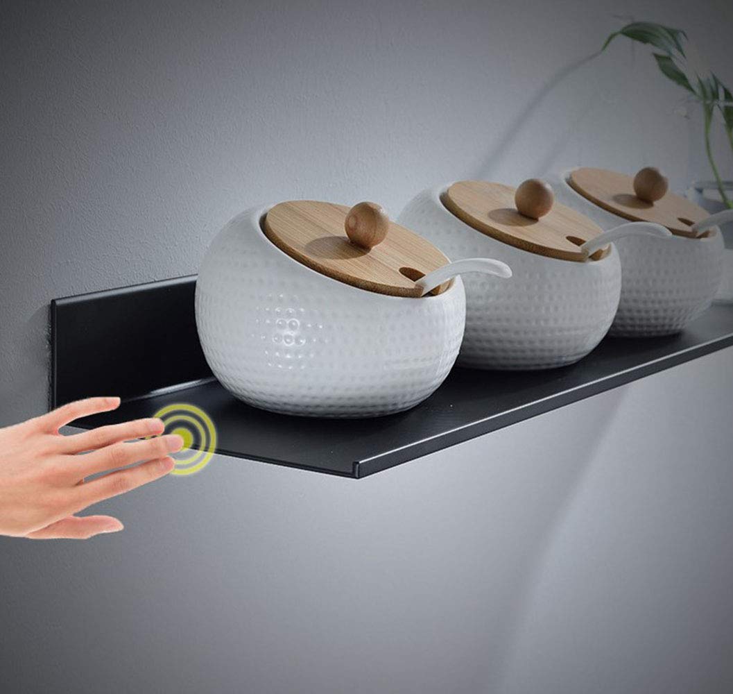 AJINGELA Scaffali galleggianti in metallo da parete, colore nero, montaggio a parete, salvaspazio, antiruggine, extra forti, mensole galleggianti (30 - 4