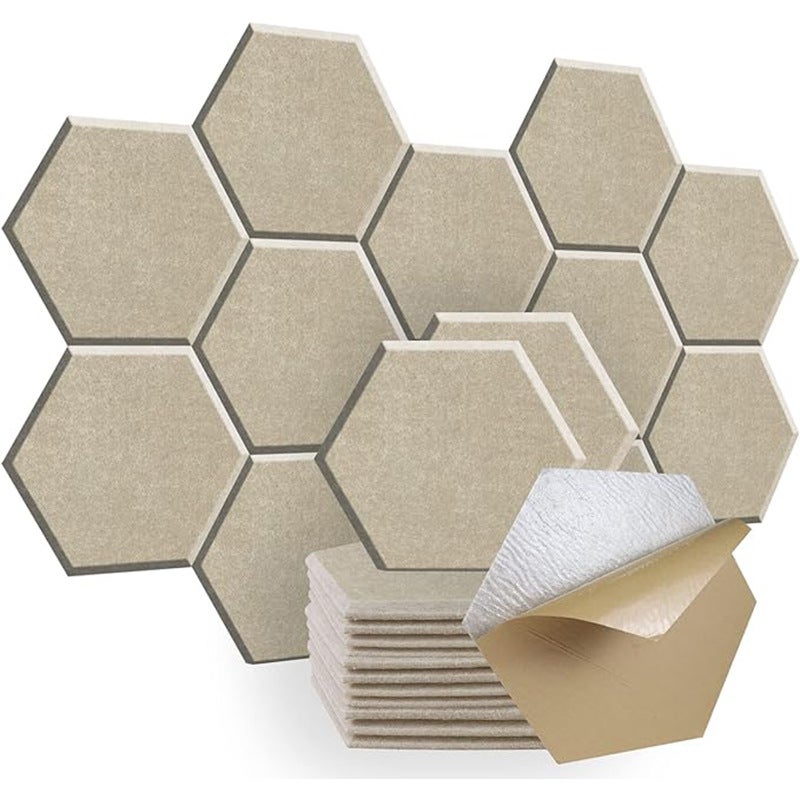 12 szt. Samoprzylepne panele akustyczne, pianka akustyczna o wysokiej gęstości, sześciokątne panele dźwiękochłonne, izolacja akustyczna, wielbłąd