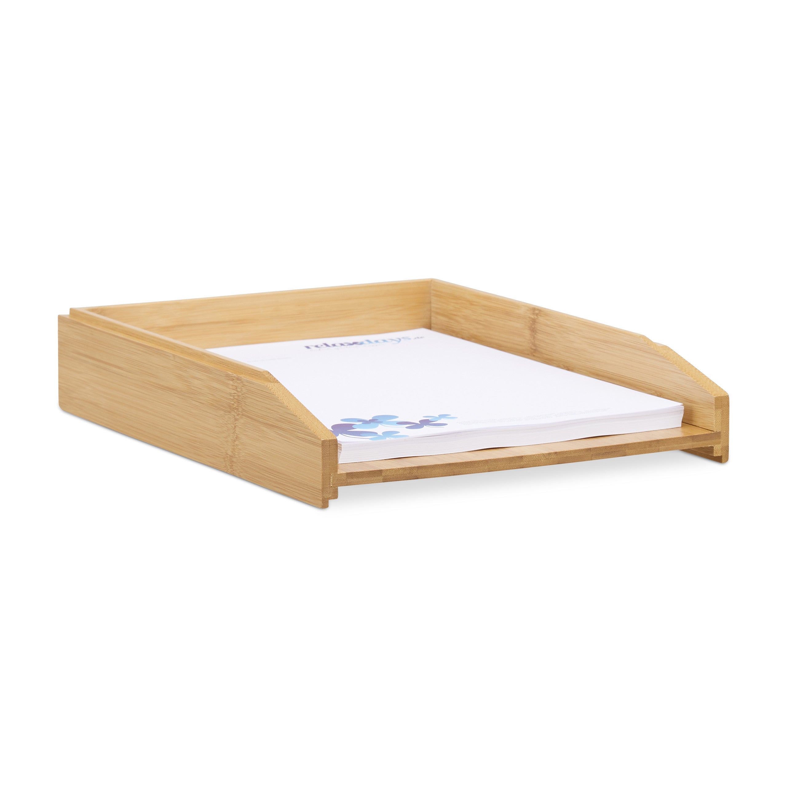 Rangement Bureau Bois Relaxdays Organisateur De Bureau, 2 Compartiments, Bambou, Empilable Organisateur De Bureau Bois