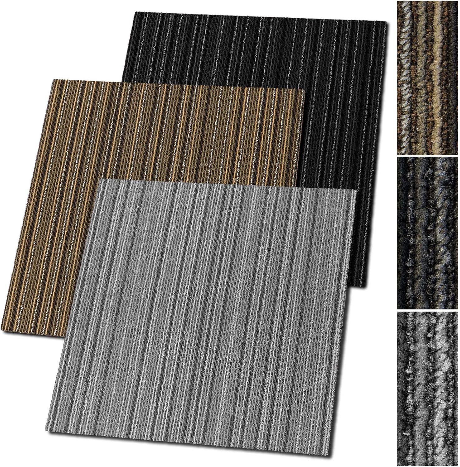 KARAT >Dalles de moquette Venise, Rayées, Auto-adhésives 50 x 50 cm, 1 piece, Gris - 7