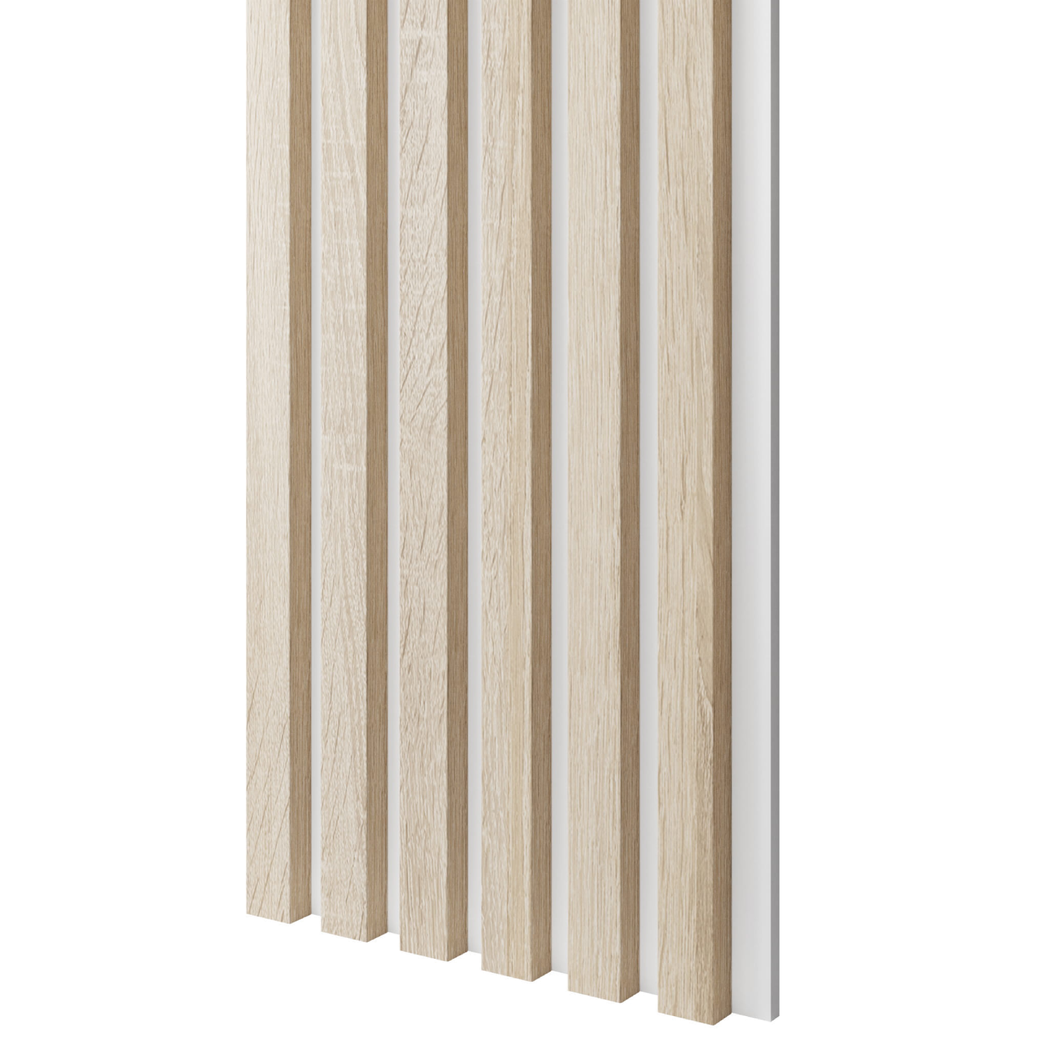 Lamele slim na białej płycie MDF LAMELE3D - Dąb Sonoma