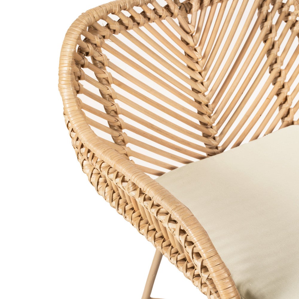 Nunuhai - Lot de 2 tabourets de bar en rotin pieds beiges H68cm - Naturel - 8