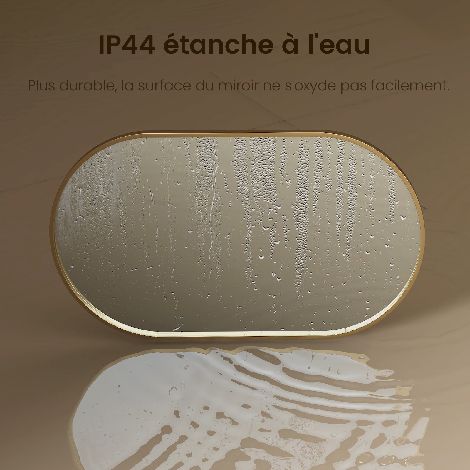 EMKE Miroir mural 50 × 70 cm Miroir ovale avec cadre doré, Miroir non lumineux salle de bain - 6