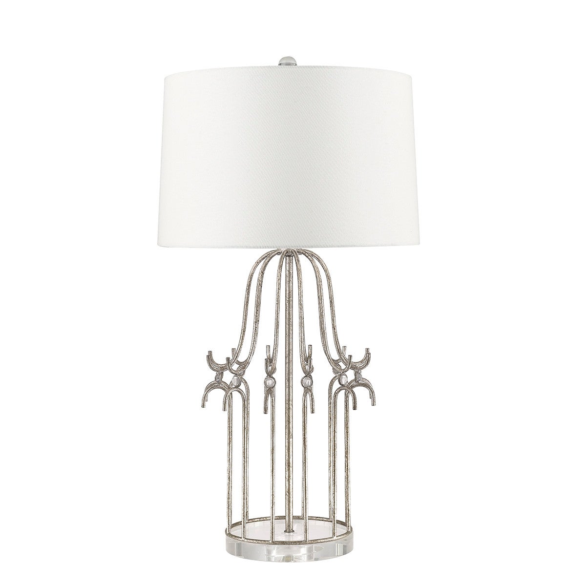 Lampa stołowa Art Deco glamour srebrna kremowa Stella E27 100W Gilded Nola