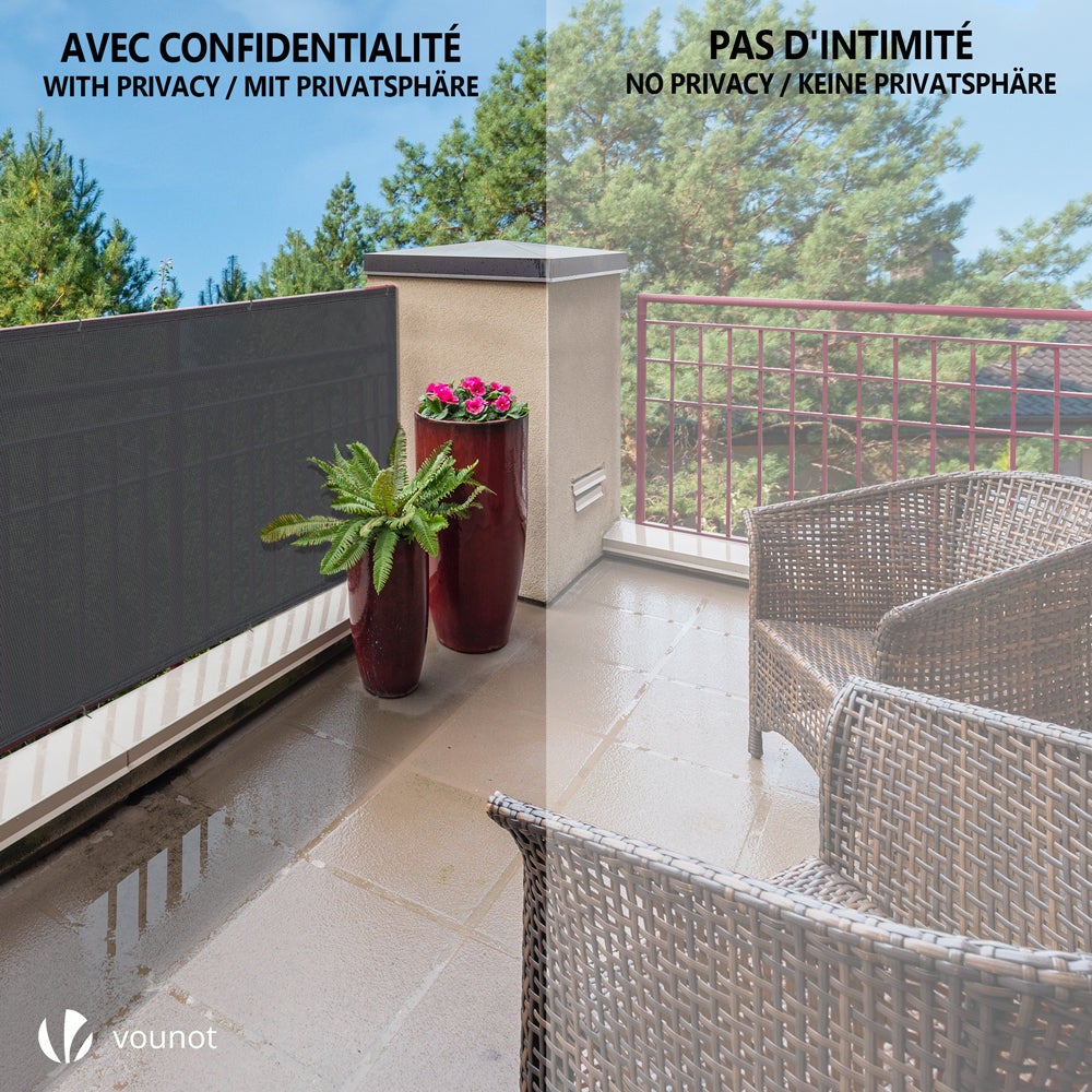 Brise vue occultant en HDPE 150g/m² 1.5x10m avec attaches de fixation anthracite VOUNOT® - 7