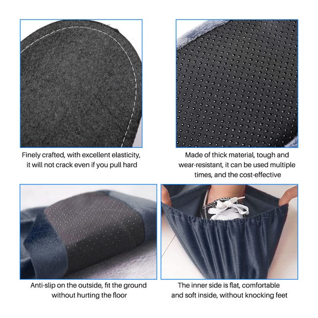 6 Paires Surchaussures Lavable Couvre-Chaussure Anti Glisse Réutilisables Antidérapant Surchausson avec Flanelle Pantoufle pour Protection de Sol - 6