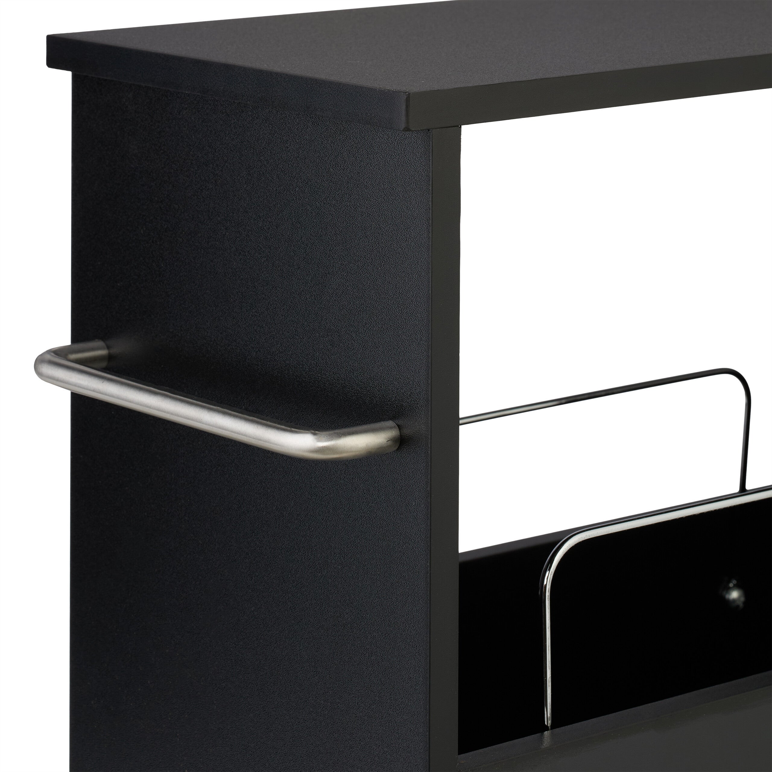 Carrello Stretto Salvaspazio, Carrellino Slim a 3 Ripiani per Cucina e Bagno, HxLxP: 66,5 x 42 x 20 cm, Nero, Relaxdays - 5