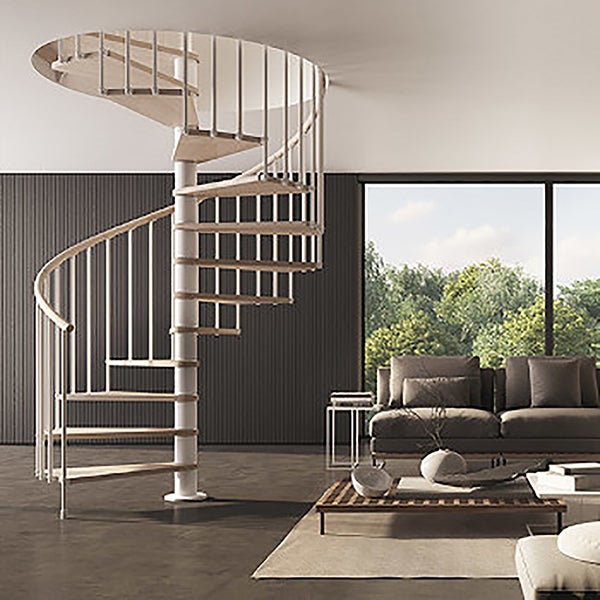 Escalier colimaçon 13 marches - Hauteur à franchir de 2.67m à 3.12m - Diamètre 1.05m - Structure anthracite et marche noyer - PHOLA105/SAMNOY-13 - 4