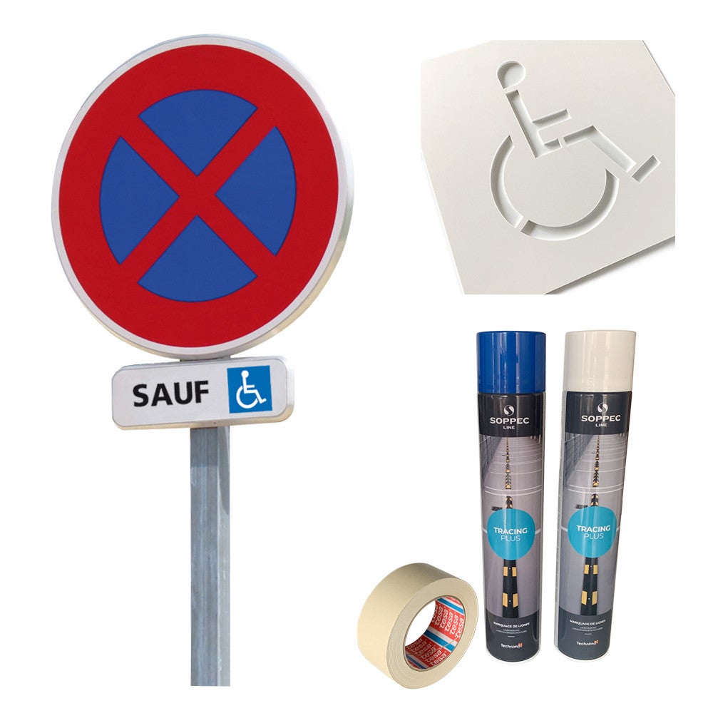 Pochoir Stationnement Handicapé 92x81,5 Cm - Silicone Réutilisable Pour Marquage Au Sol