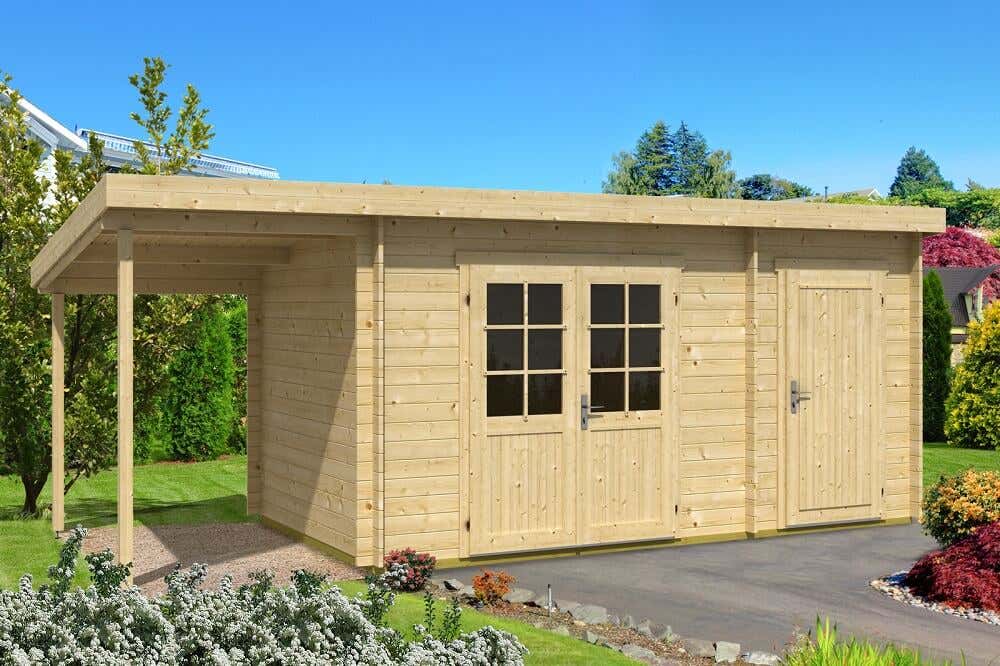 Abri de jardin Maria toit en pente avec annexe, 6x2.8m dim. ext. (cas