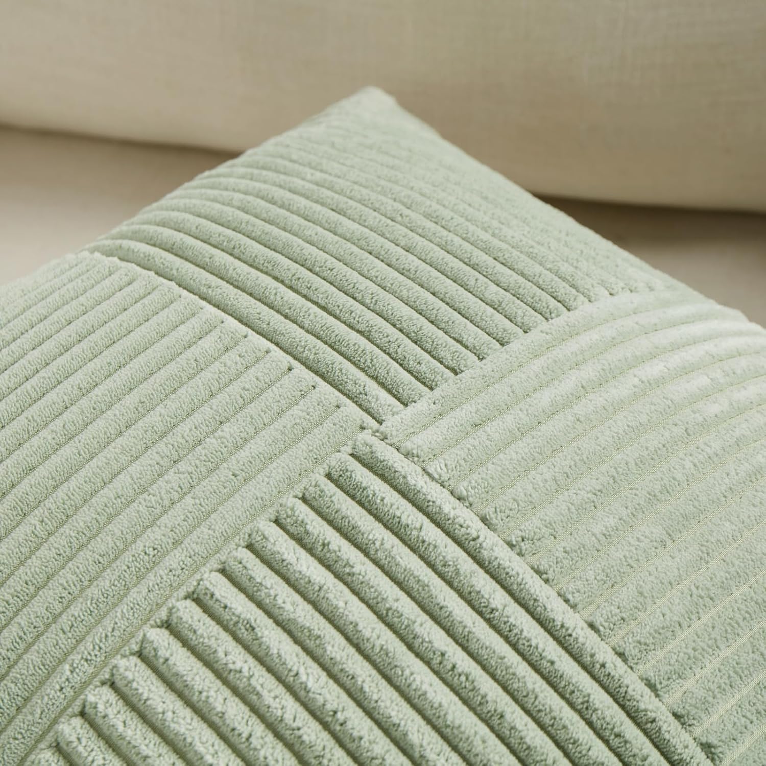 Lot de 2 Boho Housse de Coussin 45x45 Vert Sauge - 3