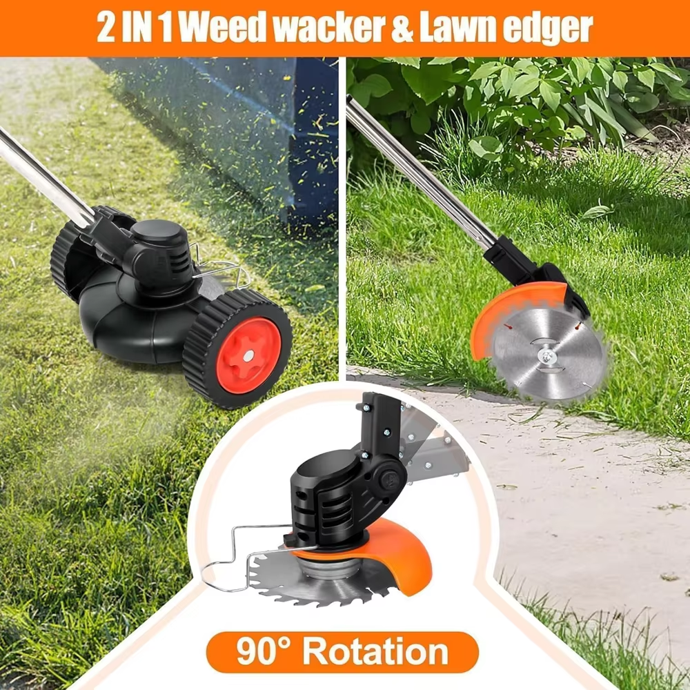 Corta Relva Elétrico a Bateria de 1800 W, 12.000 RPM — Ferramenta de Jardinagem com 2 Baterias Makita, 3 Tipos de Lâminas e Rodas - 4