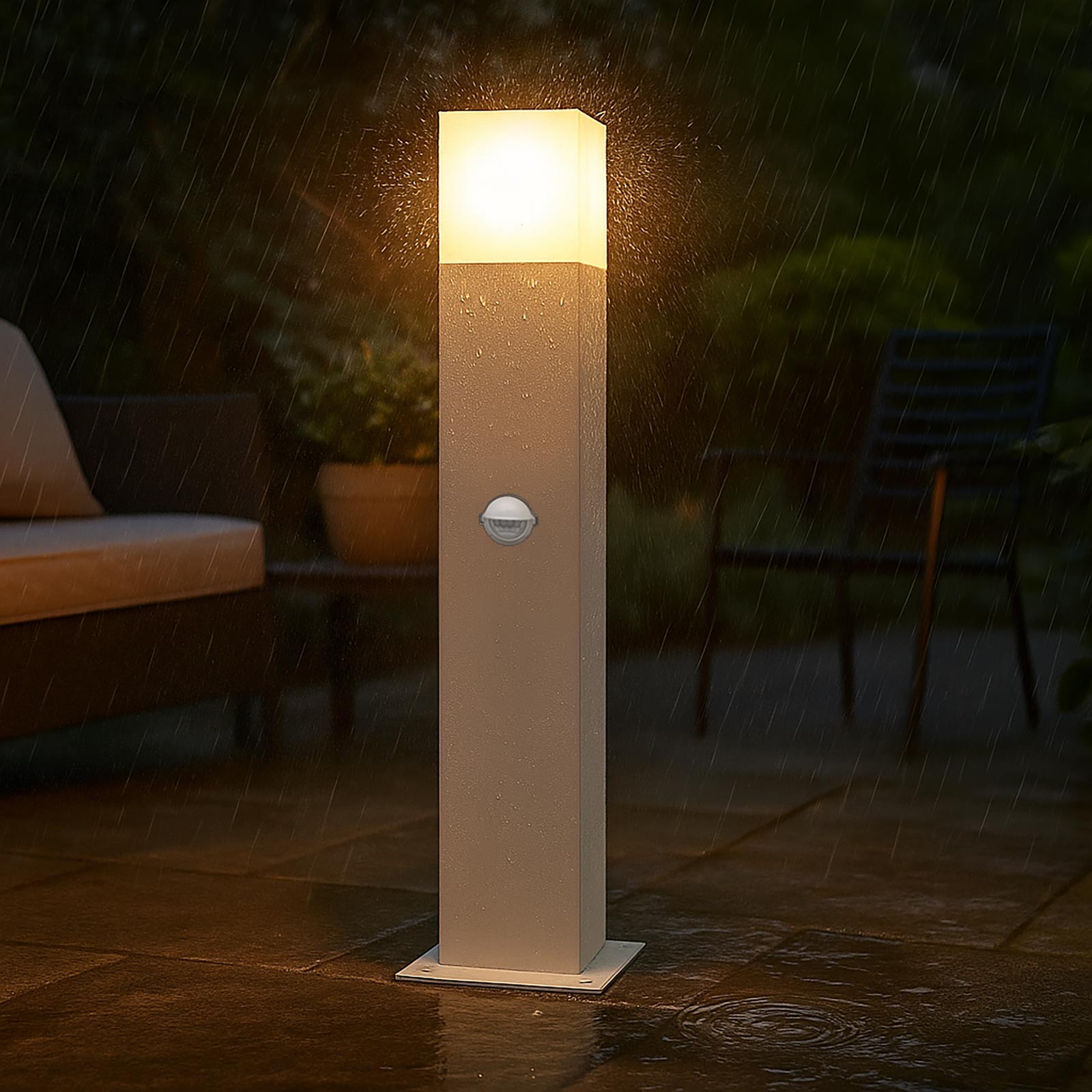 Lâmpada de jardim LED E27 com sensor de movimento crepuscular IP44 luz de estacionamento de garagem 44 cm COR BRANCO - 2