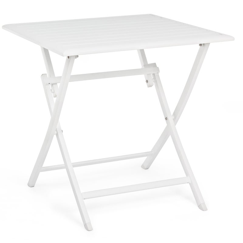 Stół składany "ELIN" 70x70, biały, rama aluminiowa, do użytku w ogrodzie i na zewnątrz