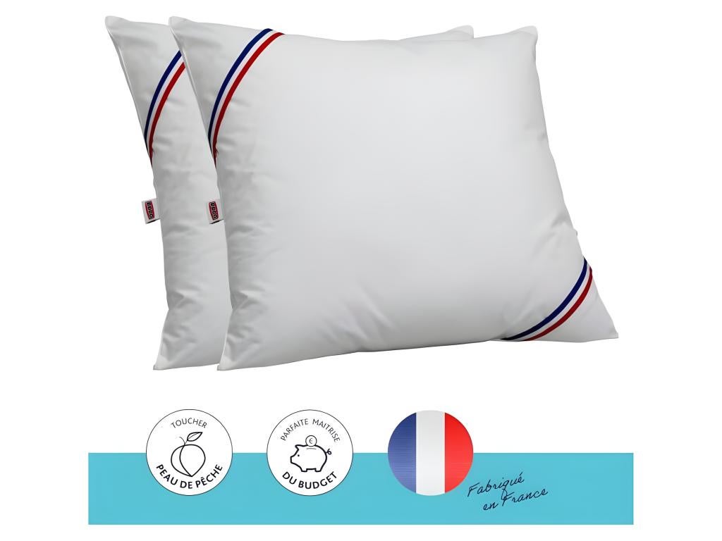 2 oreillers blanc 60 x 60 cm garnissage 100% polyester fibre creuse siliconée - Dodo - 6