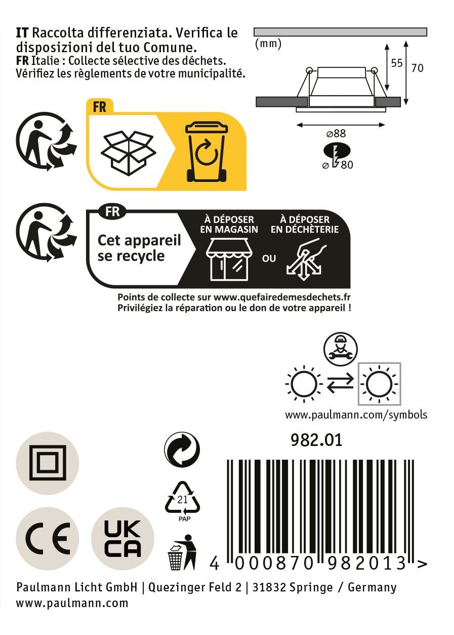 Spot encastré LED 3-Step-Dim Cole Coin Kit de 6 IP44 rond 88 mm Coin 6x6W 6x470lm 230V gradable 2700K Doré mat - 10