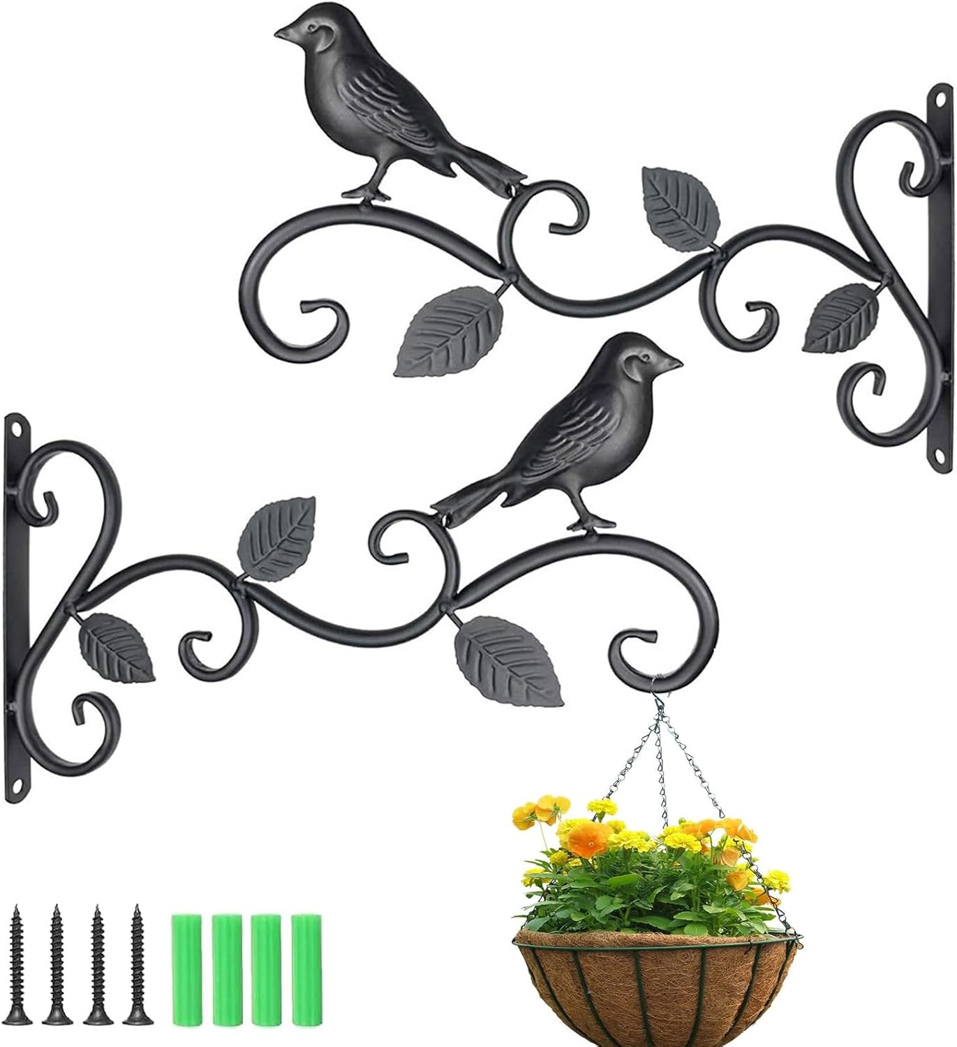 Lot de 2 crochets pour plantes, support mural en fer, idéal pour suspension de pots de fleurs Lot de 2 crochets pour plantes, support mural en fer, idéal pour suspension de pots de fleurs