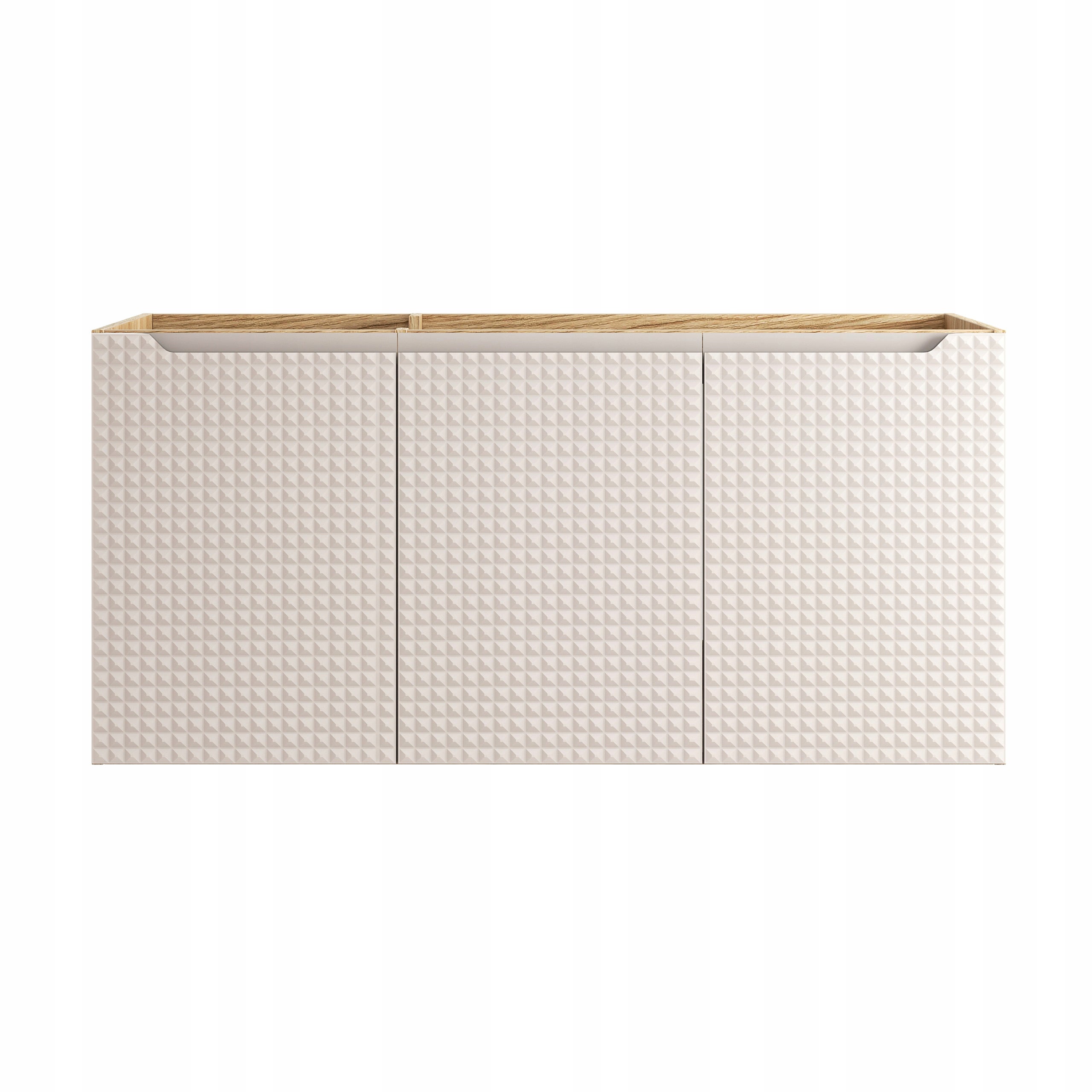 Szafka łazienkowa LUXOR 120 cm beżowa dąb olejowany front 3D MDF wisząca - 7