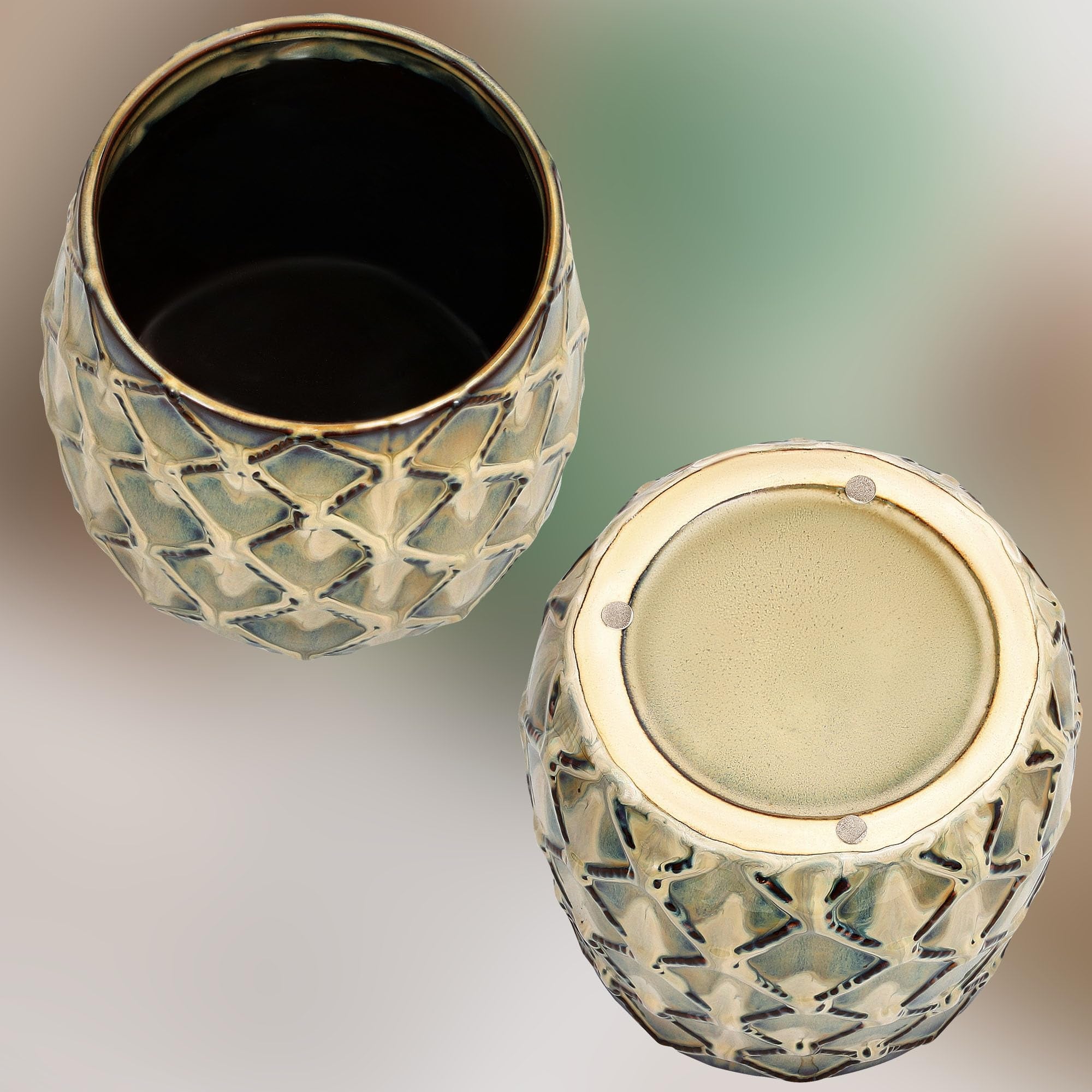 2x doniczka ananas donica osłonka ceramiczna fi 145 ceramika ozdoba kwiaty - KOTARBAU - 6