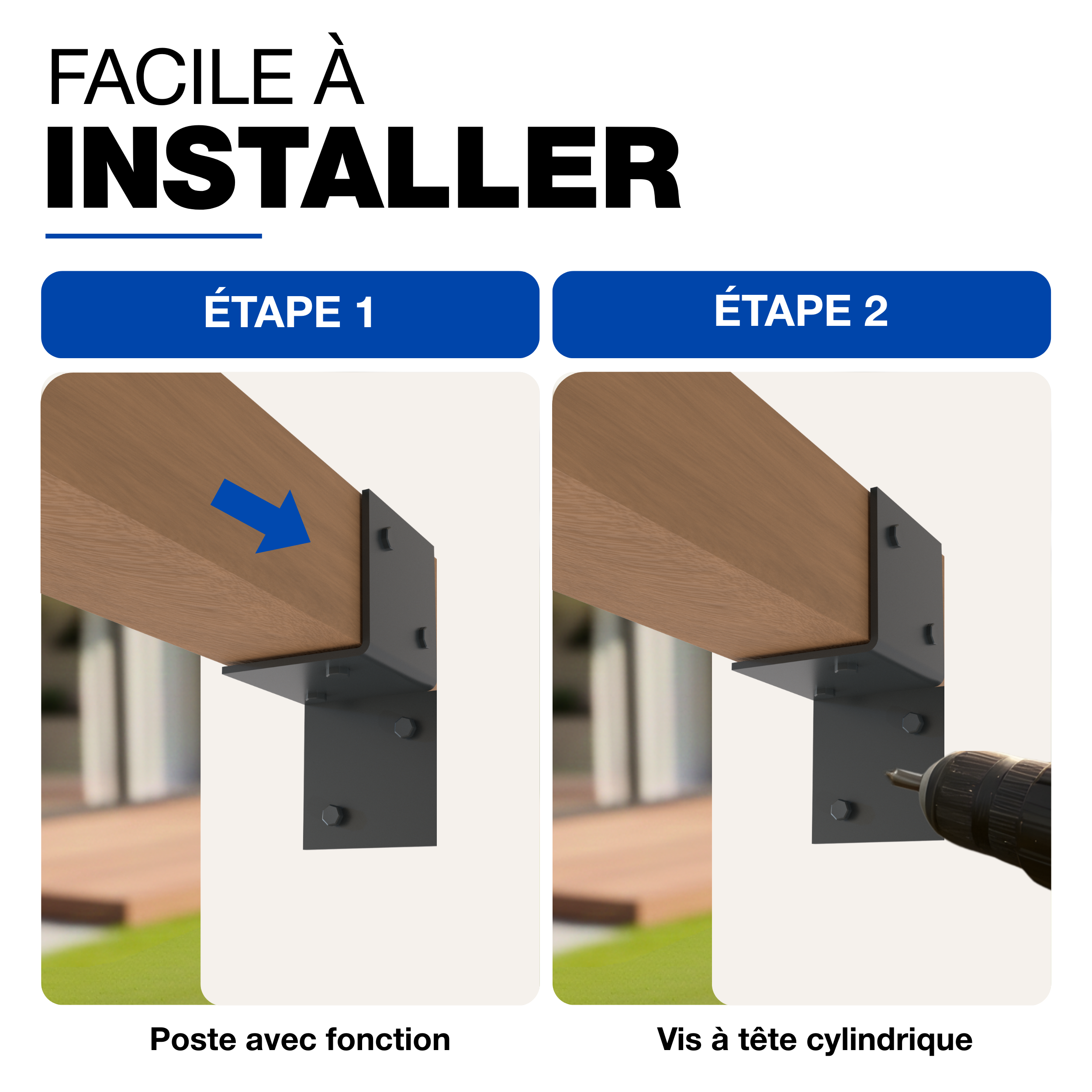 Support Mural Pergola 71x71mm Revêtement en Poudre Anthracite Support Mural pour Pergola Connecteur de Poteau en Bois, Support Mural Plat GeZu Impex - 3
