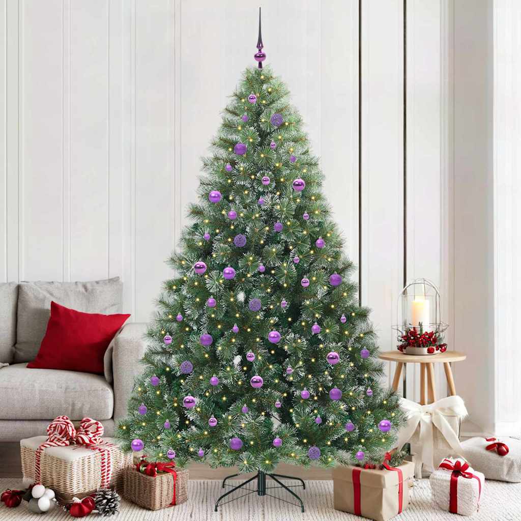 Sztuczna choinka z 300 diodami LED Zielony 210 cm PE i PVC