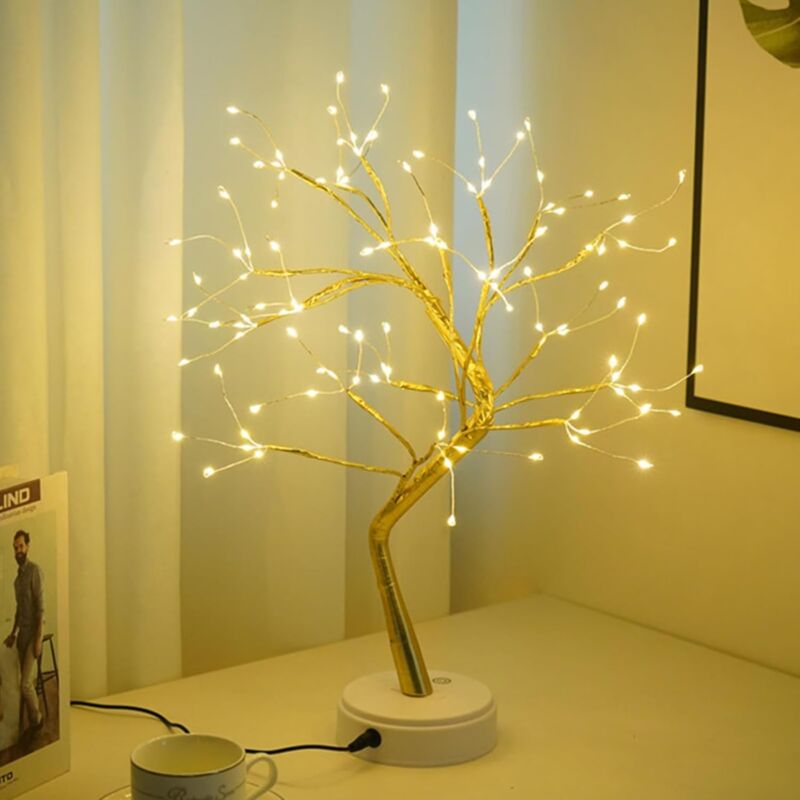 Sapin de Noël illuminé par des LED, lumière blanc chaud, éclairage réglable, 108 LED, alimentation USB/batterie. - 2