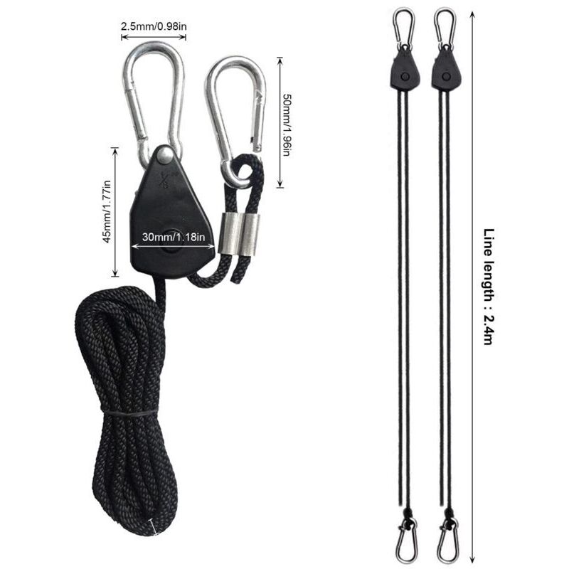 4 Pièces Cordes à Cliquet Réglable avec Crochets 1/8 Tendeur Voile Ombrage Sangle à Cliquet Corde pour Lampe ou Plantes - 4