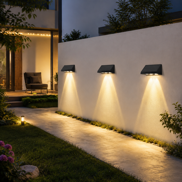 NETTLIFE Lot de 2 Appliques Murales Solaires LED Extérieures, 3000K Blanc Chaud, IP65 Étanche, 1800mAh, 2 Modes, Luminaire pour Jardin Balcon Clôture
