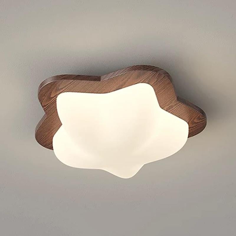 Recessed LED ceiling light for children, modern wood finish with ...