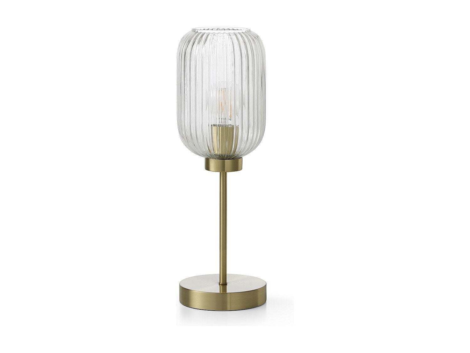 Lampa stołowa z metalu i szkła żebrowanego - szer. 14 x gł. 14 x wys. 43,5 cm - złota - LOUXOR