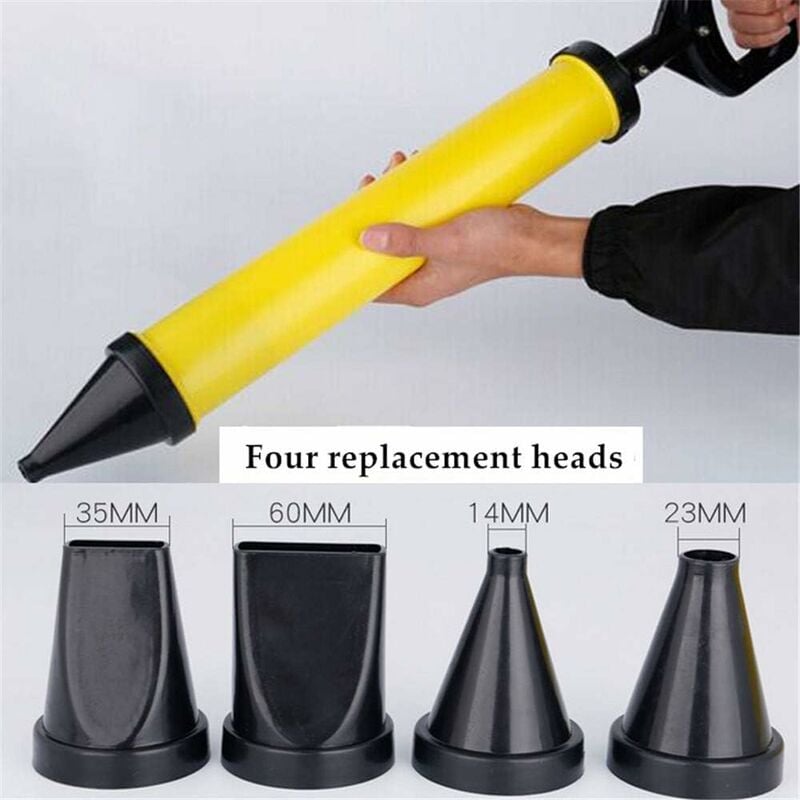 Pistolet à ciment,De Pistolet à Mortier,Pistolet à calfeutrer pulvérisateur mortier Citron Vert Pistolet applicateur,Seringue à mortier + 4 buses - 3