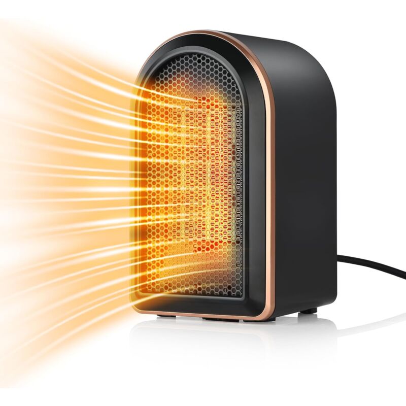 Elektryczny grzejnik z termowentylatorem, energooszczędny, zabezpieczony przed przewróceniem, czarny