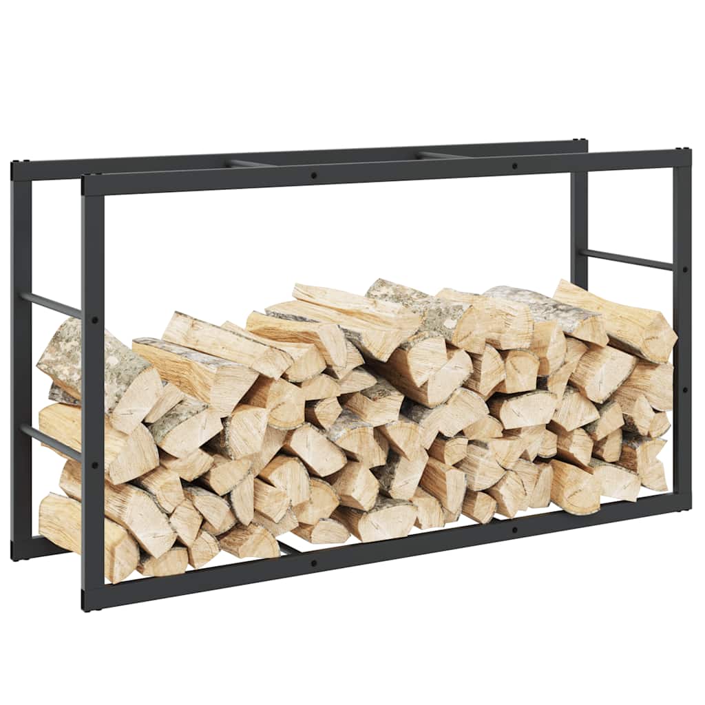 Stojak na drewno opałowe czarny 110x30x61 cm stalowy vidaXL