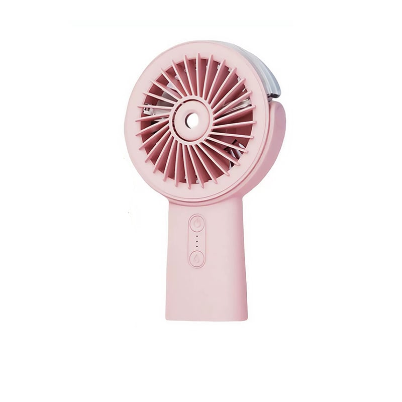 Przenośny wentylator akumulatorowy, 4000 mAh, z funkcją mgiełki, trzy prędkości wentylatora, idealny do biura i podróży, w kolorze różowym.