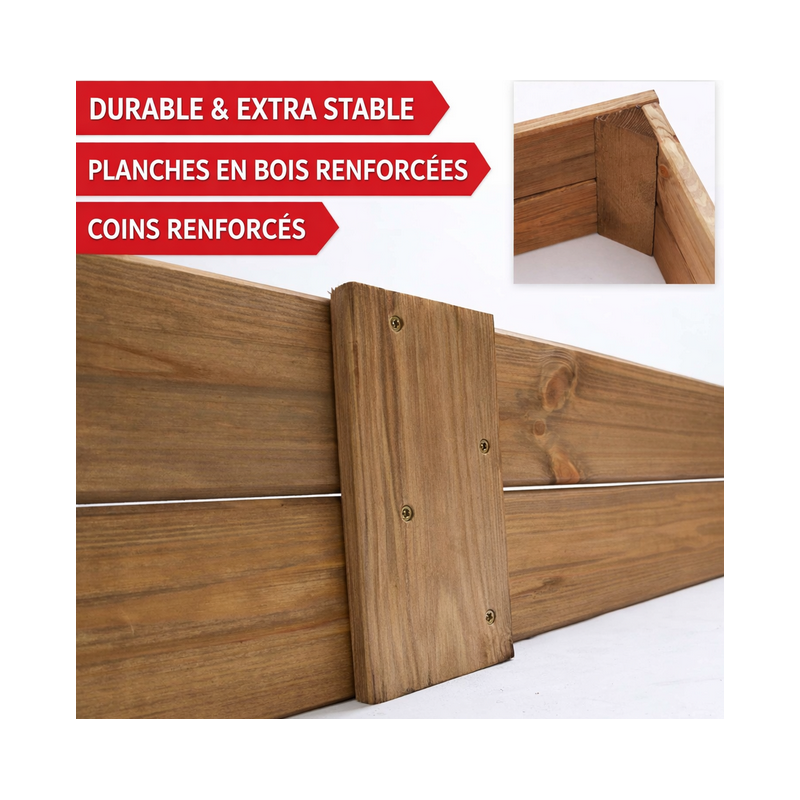Carré potager eb bois surélvé 3 pièces Jardinière Chassis - 5