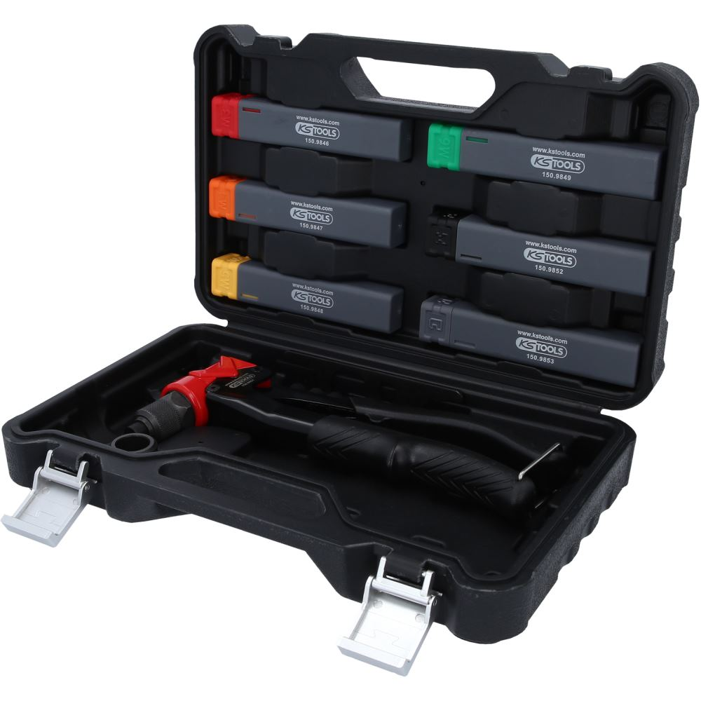 KS TOOLS Zestaw ręcznych nitownic 3 w 1, 12-częściowy - 150.9850