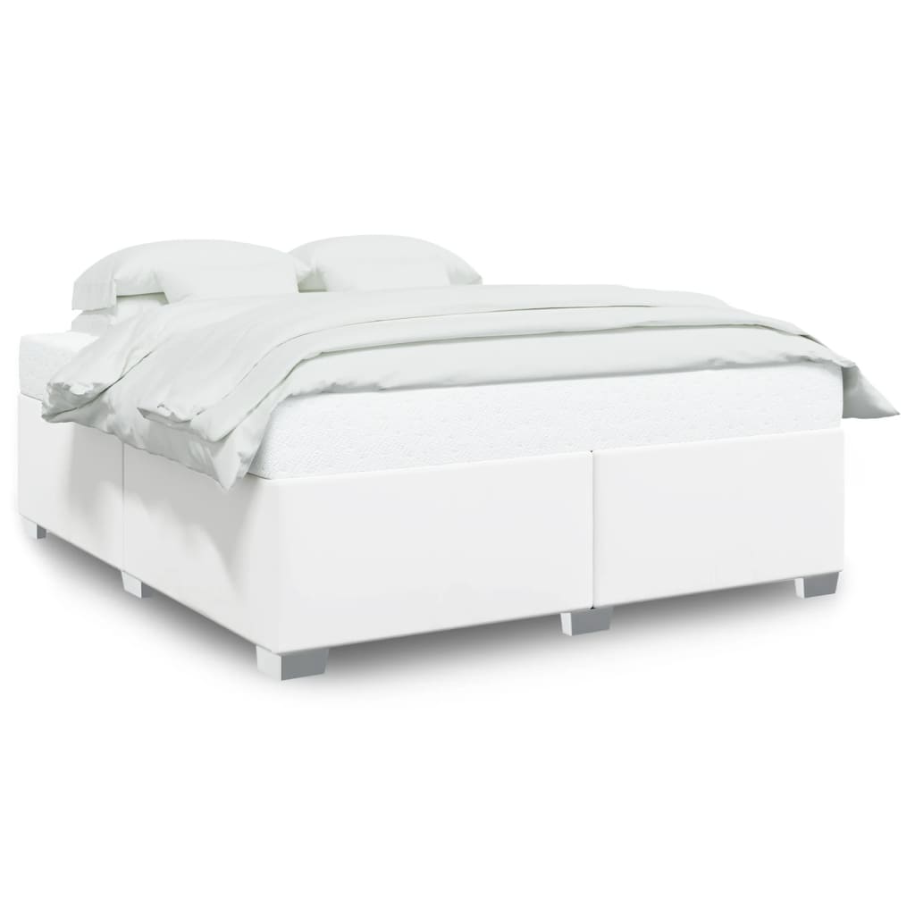 Cadre de lit sans matelas en similicuir blanc pour la chambre, 200 × 200 cm - 2