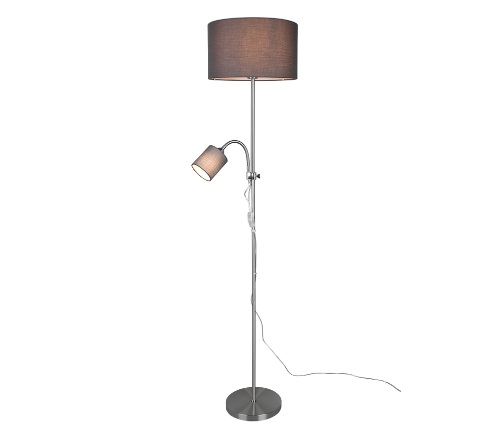 Lampa podłogowa stojąca Owen srebrno-szara 2xE14 / E27x52W wym: 160 x 36 x 36 cm tkanina RL