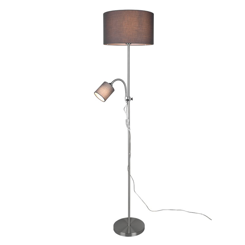 Lampa podłogowa stojąca Owen srebrno-szara 2xE14 / E27x52W wym: 160 x 36 x 36 cm tkanina RL