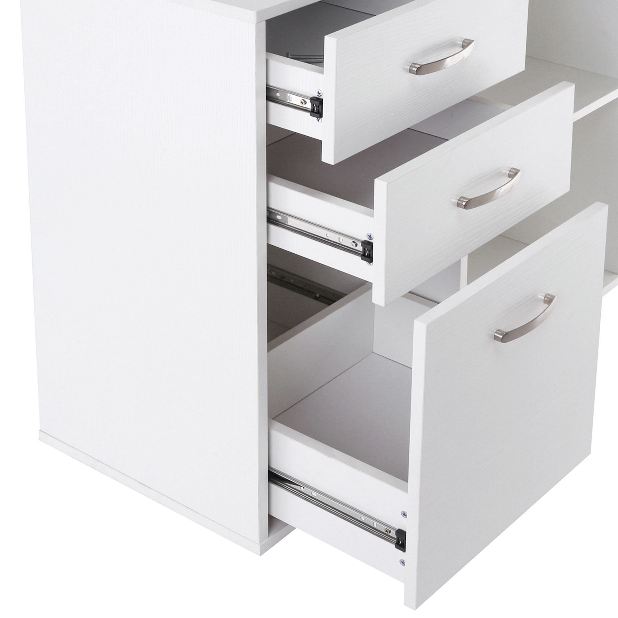 HOMCOM Scrivania Angolare Per Computer Da Ufficio Con Cassettiera 117×83.5×76cm Bianco - 8