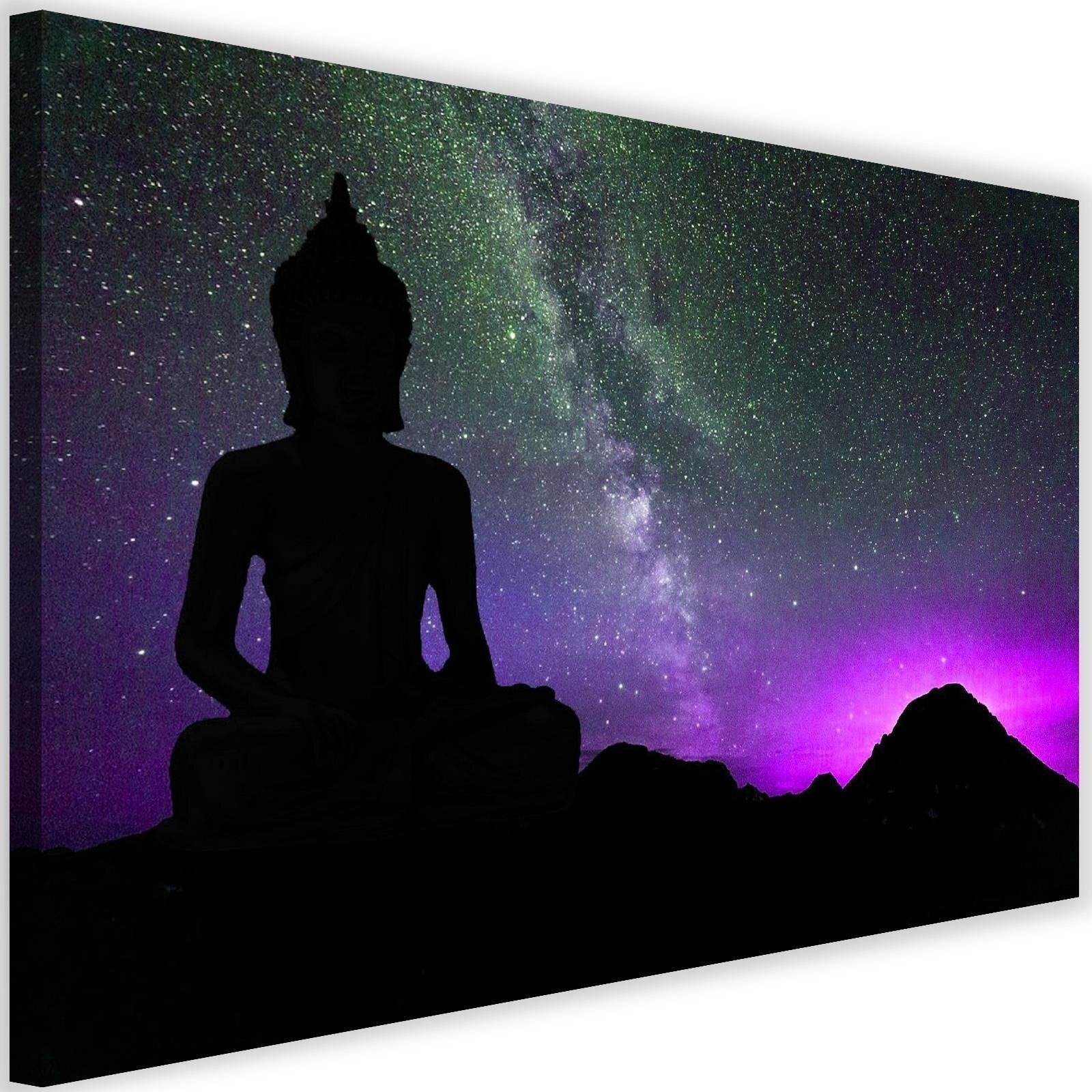 Obraz na płótnie, Budda i zorza polarna 90x60