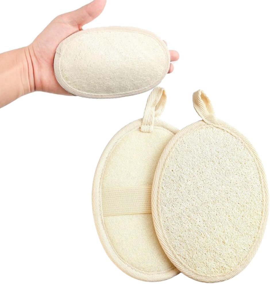 Zestaw 2 naturalnych gąbek luffa – wielokrotnego użytku, złuszczające rękawice do szorowania z naturalnej luffy