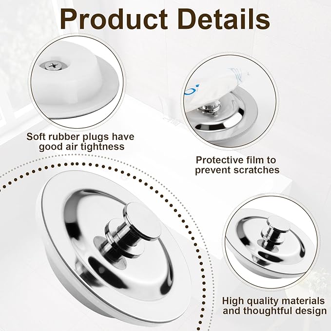 Bouchon Baignoire Universel Protection Contre La Corrosion Durable Bonde Évier Cuisine pour Bouchon de Vidange en Acier Inoxydable pour Baignoire - 3