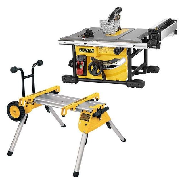 Scie sur table DEWALT DWE7485 Ø 210mm 1850W + Piétement à roulettes DEWALT DE7400