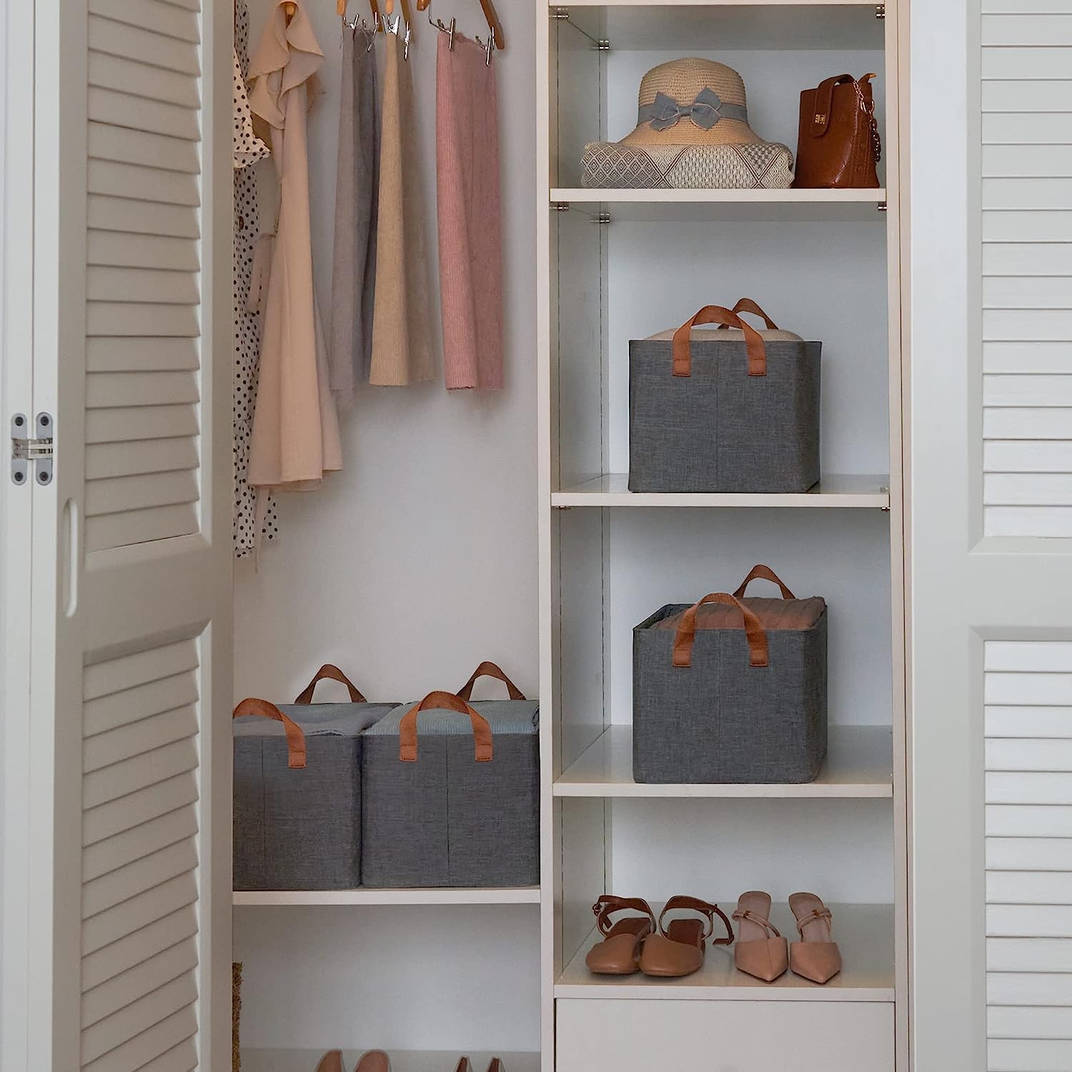 4 bacs de rangement pour vêtements, conteneurs rectangulaires pliables en polyester, boîtes de rangement pour organiser la chambre à coucher - 7