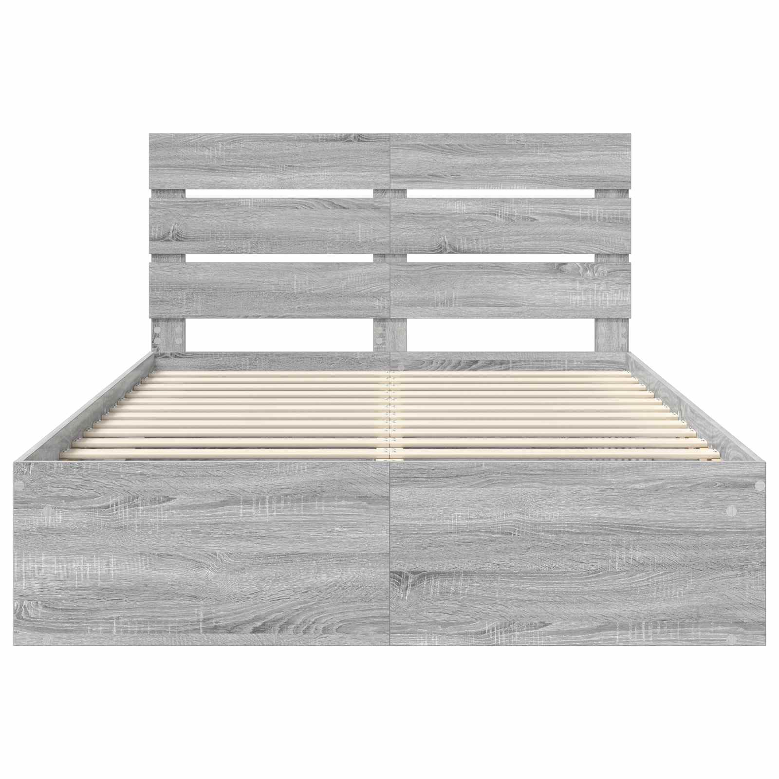 Cadre de lit gris en bois de pin massif pour la chambre, 150 × 200 cm - 7
