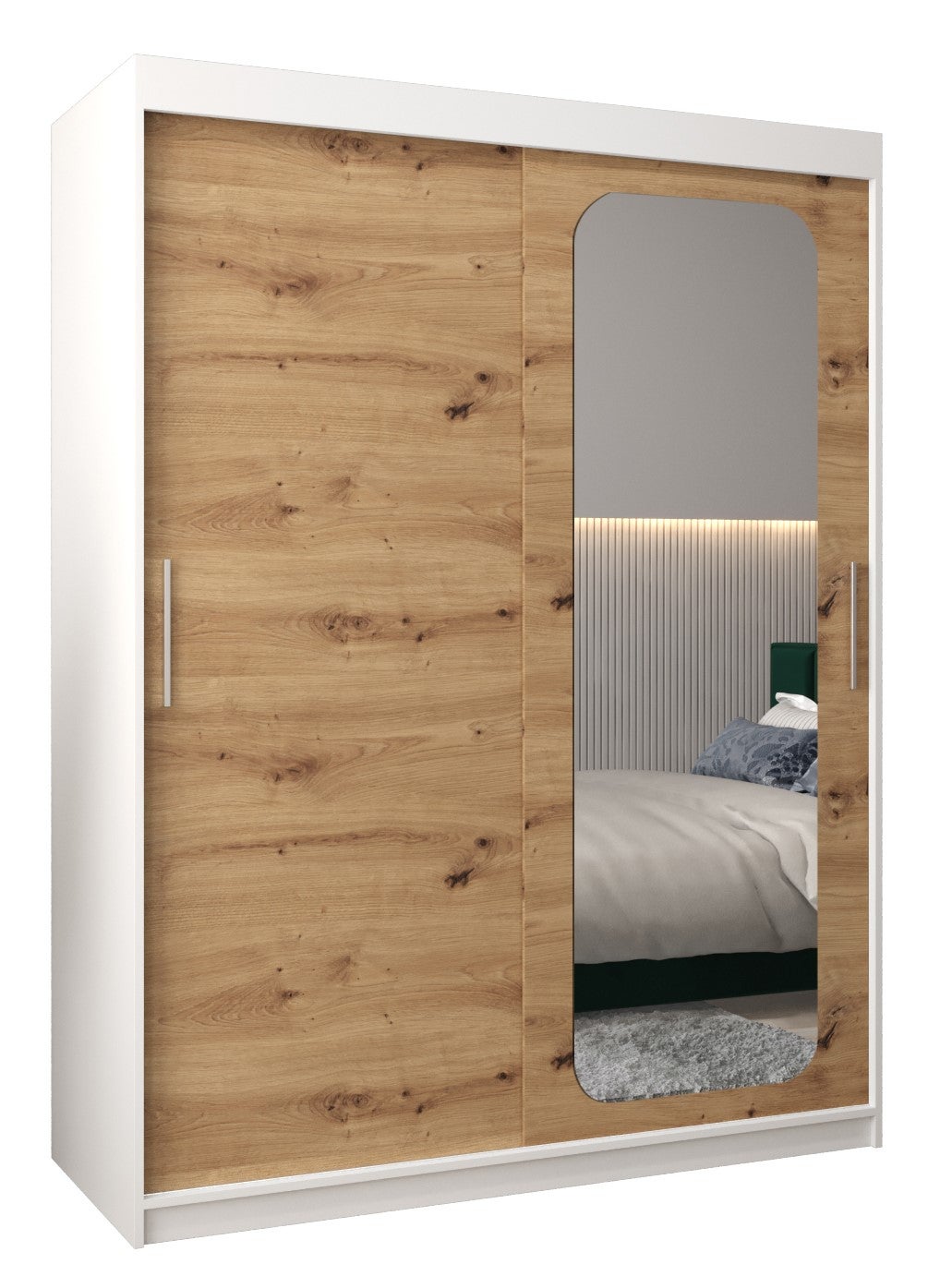 Szafa przesuwna garderoba PROMO T2 150 x 62 x 200 cm Biały + Artisan - Abiks Meble
