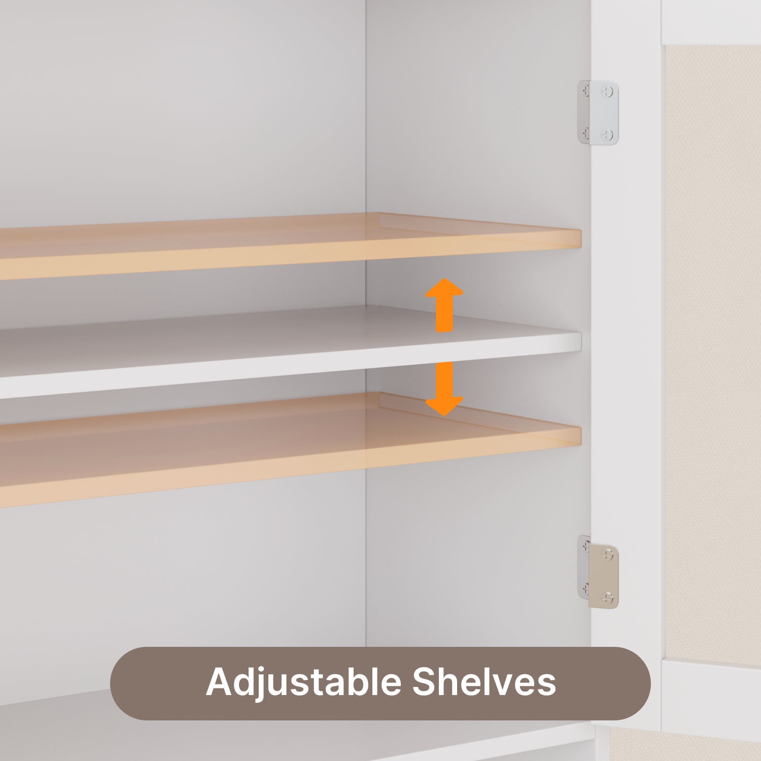Meuble de rangement cuisine haut blanc,180 cm,4 portes avec compartiments et portes vitrées - 4