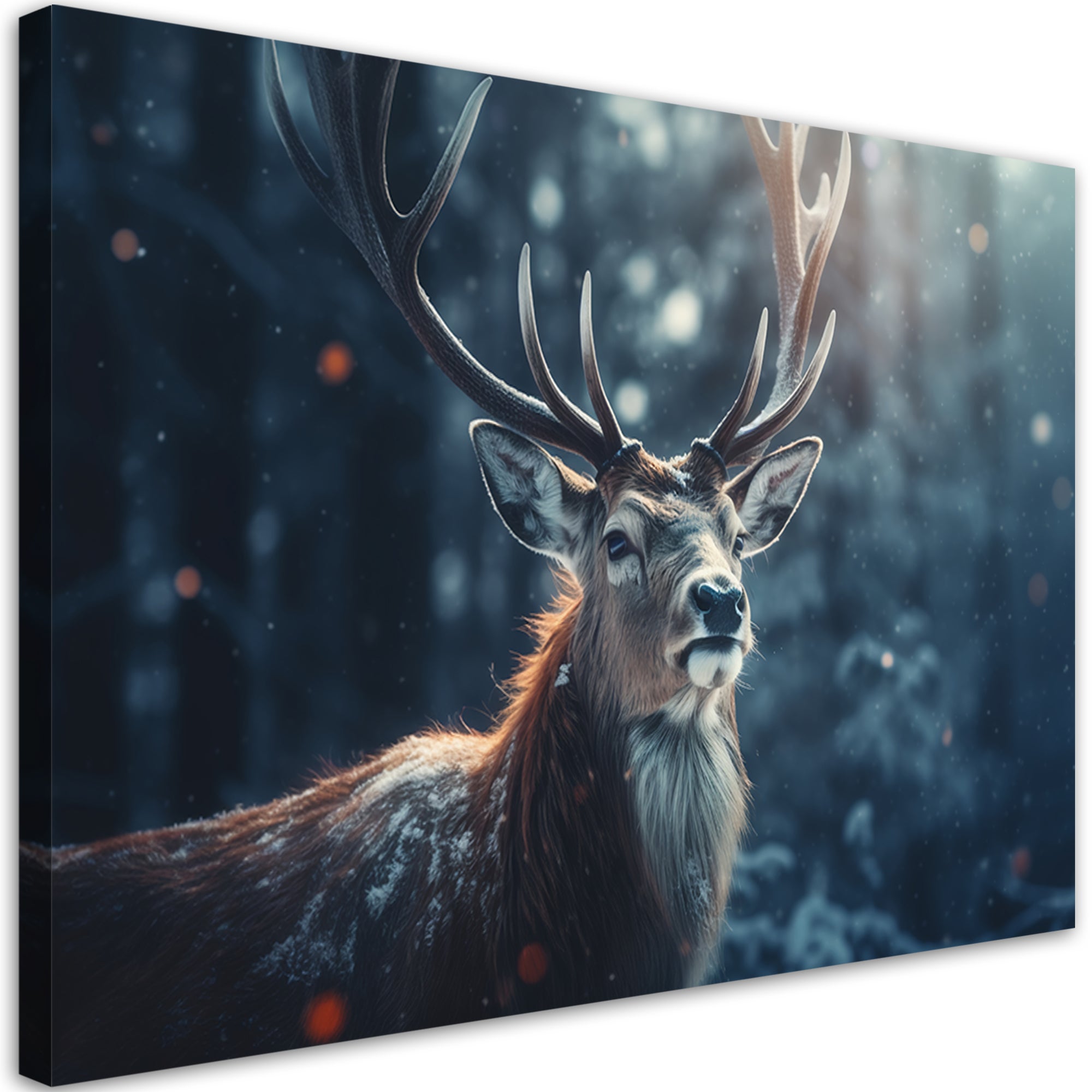 Obraz na płótnie, Zimowy jeleń 100x70